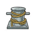 Bitt with rope bollard color sketch vector Royalty Free Stock Photo