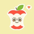 bitten apple characters design illustrations. Fruits Characters Collection: Vector illustration of a funny and smiling apple Royalty Free Stock Photo