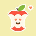 bitten apple characters design illustrations. Fruits Characters Collection: Vector illustration of a funny and smiling apple Royalty Free Stock Photo