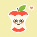bitten apple characters design illustrations. Fruits Characters Collection: Vector illustration of a funny and smiling apple Royalty Free Stock Photo