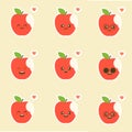 bitten apple characters design illustrations. Fruits Characters Collection: Vector illustration of a funny and smiling apple Royalty Free Stock Photo