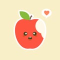 bitten apple characters design illustrations. Fruits Characters Collection: Vector illustration of a funny and smiling apple Royalty Free Stock Photo