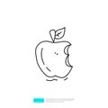 bitten apple doodle line icon