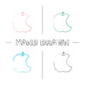 Bitten apple hand drawn icons set Royalty Free Stock Photo