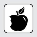 Bitten apple icon, black and white design. Vector