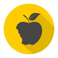 Bitten apple icon with long shadow Royalty Free Stock Photo