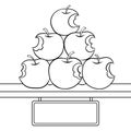 Bitten apples sale coloring book vector Royalty Free Stock Photo