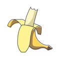 Bitten banana hand drawn icon Royalty Free Stock Photo