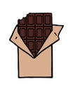 Bitten chocolate bar in an open wrapper