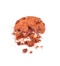 Bitten into chocolate chip cookie with crumbs Royalty Free Stock Photo