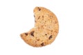 Bitten chocolate chip cookie isolated Royalty Free Stock Photo
