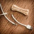 Bitten by a dog USB wire Royalty Free Stock Photo