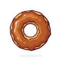 Bitten Donut with Chocolate Glaze. Vector illustration. Dessert Street Food. Vector Illustration. Hand Drawn Cartoon Clip Art