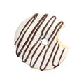 Bitten donut with white icing and chocolate syrup Royalty Free Stock Photo