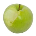 Bitten green apple isolated on white Royalty Free Stock Photo
