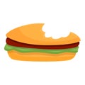 Bitten hamburger icon, cartoon style Royalty Free Stock Photo