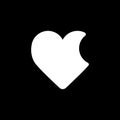 Bitten Heart vector icon. Black and white love illustration. Solid linear icon of heart.