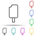 bitten ice cream multi color style icon. Simple thin line, outline vector of web icons for ui and ux, website or mobile Royalty Free Stock Photo