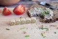 Bitten Off Wholemeal Bread With Spread For Lunch Royalty Free Stock Photo