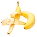 Bitten off yellow bananas ripe