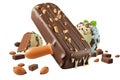 Bitten Popsicle Ice Cream Bar with Chocolate Coating, Generative Ai