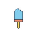 Bitten popsicle ice cream summer icon line and fill