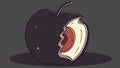 Bitten Red Apple, Knowledge and Natural Imperfection, vector design Generative AI Royalty Free Stock Photo