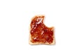 Bitten slice of toasted bread with strawberry jam  with copy space for your text Royalty Free Stock Photo