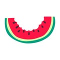Bitten Slice of Watermelon icon. Vector summer fruits. Half slice of watermelon with bite marks on white background Royalty Free Stock Photo