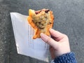 Bitten Taiyaki fish-shaped cake with bean paste