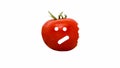 Bitten tomato with eyes, tomato is isolated on a white background, vegetable with emotions. Royalty Free Stock Photo