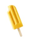 Bitten yellow fruit popsicle isolated on white background Royalty Free Stock Photo