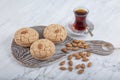 Bitter Almond Butter Cookies. Acibadem kurabiyesi is a traditional Turkish biscuit made of bitter almonds, sugar and egg whites. Royalty Free Stock Photo