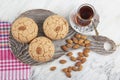 Bitter Almond Butter Cookies. Acibadem kurabiyesi is a traditional Turkish biscuit made of bitter almonds, sugar and egg whites. Royalty Free Stock Photo