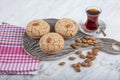 Bitter Almond Butter Cookies. Acibadem kurabiyesi is a traditional Turkish biscuit made of bitter almonds, sugar and egg whites. Royalty Free Stock Photo