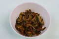 Bitter gourd fry or Karela fry, south Indian style, healthy food Royalty Free Stock Photo