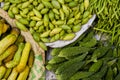 Bitter melon, cucumbers and longbeans at the market