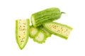 Bitter melon or slice bitter gourd with clipping path. Royalty Free Stock Photo