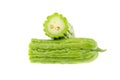 Bitter melon or slice bitter gourd with clipping path. Royalty Free Stock Photo
