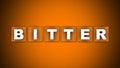 Bitter Text Title - Square Wooden Concept - Orange Background - 3D Illustration