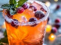 Bittersweet Mocktail with Cranberries and Mint