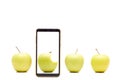 Bitting apple on the smartphone screen