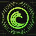 BitTorrent BTT vector symbol with cryptocurrency themed background design.