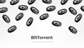 BitTorrent Token BTT falling from the sky. BTT cryptocurrency concept banner background