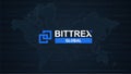 Bittrex cryptocurrency stock market name with logo on abstract digital background. Royalty Free Stock Photo