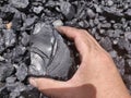 Bituminous to anthracite coal on hand Royalty Free Stock Photo