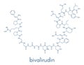 Bivalirudin anticoagulant drug molecule direct thrombin inhibitor. Skeletal formula.