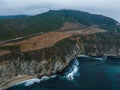 Bixby bridge aerial view in California, USA. Beautiful bridge Royalty Free Stock Photo