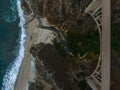 Bixby bridge aerial view in California, USA. Beautiful bridge Royalty Free Stock Photo