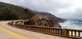Bixby Bridge along Big Sur Rocky Coastline with Pacific Ocean Waves and Cloudy Sky Royalty Free Stock Photo
